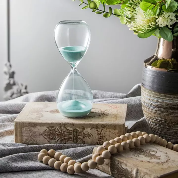 Artekko Hourglass Γυάλινη Διακοσμητική Κλεψύδρα με Γαλάζια Άμμο (9x9x25.5)cm