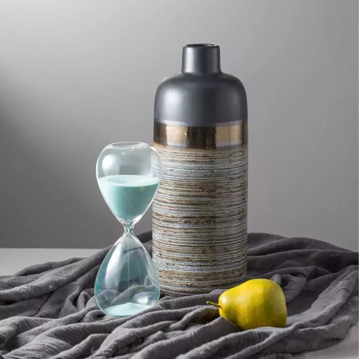 Artekko Hourglass Γυάλινη Διακοσμητική Κλεψύδρα με Γαλάζια Άμμο (9x9x25.5)cm