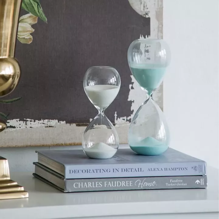 Artekko Hourglass Γυάλινη Διακοσμητική Κλεψύδρα με Γαλάζια Άμμο (9x9x25.5)cm