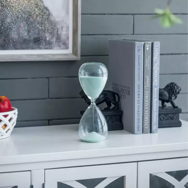 Artekko Hourglass Γυάλινη Διακοσμητική Κλεψύδρα με Γαλάζια Άμμο (9x9x25.5)cm