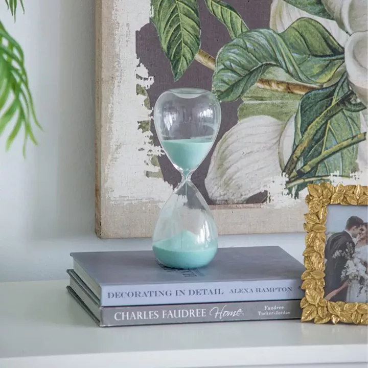 Artekko Hourglass Γυάλινη Διακοσμητική Κλεψύδρα με Γαλάζια Άμμο (9x9x25.5)cm