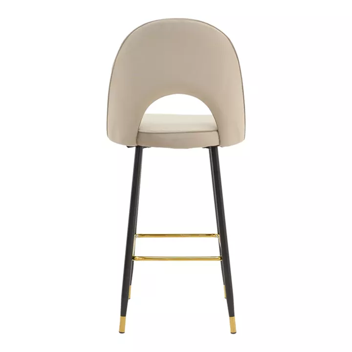 Σκαμπό μπαρ Casenio pakoworld μπεζ βελούδο-πόδι μαύρο με χρυσό μέταλλο 48x50x117εκ