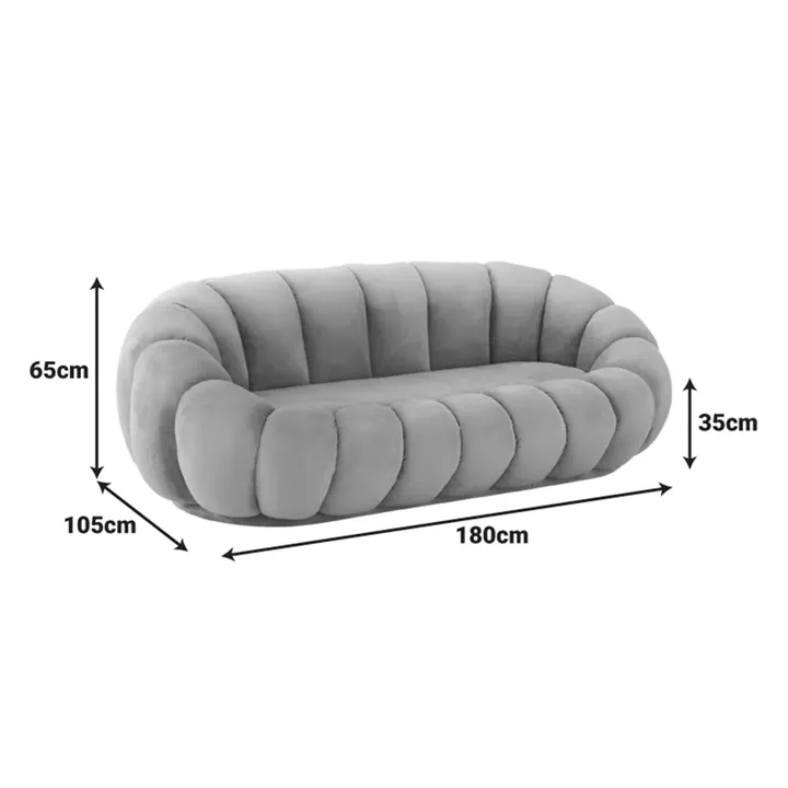 Sofa Embrace pakoworld boucle fabric in beige shade 180x105x65cm