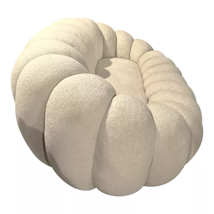 Sofa Embrace pakoworld boucle fabric in beige shade 180x105x65cm