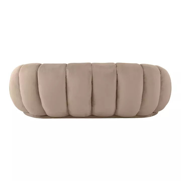 Καναπές Embrace pakoworld βελούδο σε μπεζ  απόχρωση 180x105x65εκ
