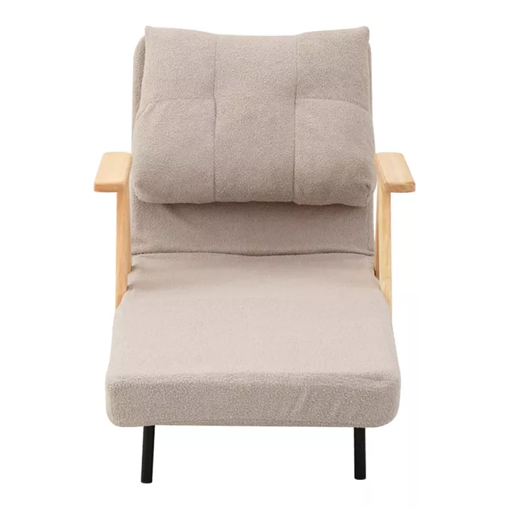 Armchair-Bed Restyl pakoworld rubberwood- bouclé fabric in cream shade 75x60x93cm