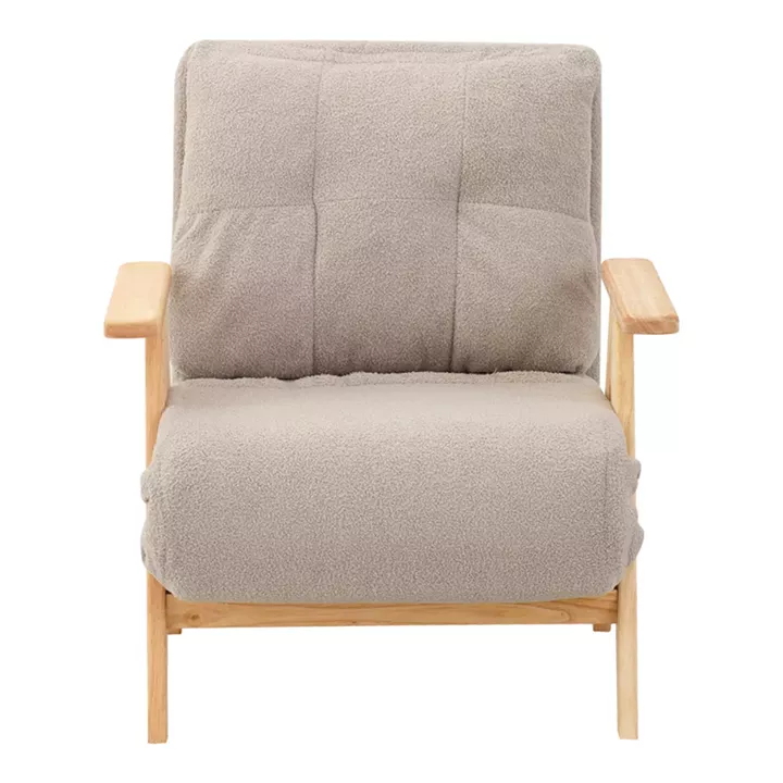 Armchair-Bed Restyl pakoworld rubberwood- bouclé fabric in cream shade 75x60x93cm