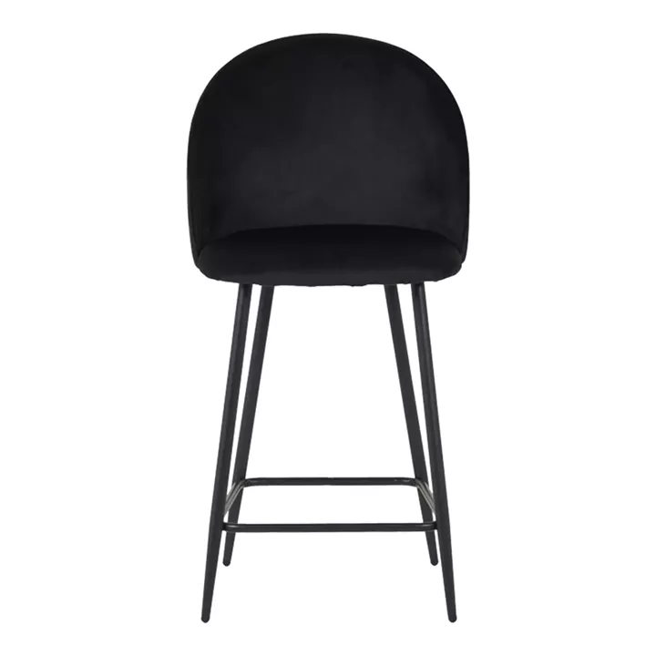 Σκαμπό μπαρ μεσαίου ύψους Perch pakoworld βελούδο σε μαύρη απόχρωση με μαύρα μεταλλικά πόδια 50x43x99εκ