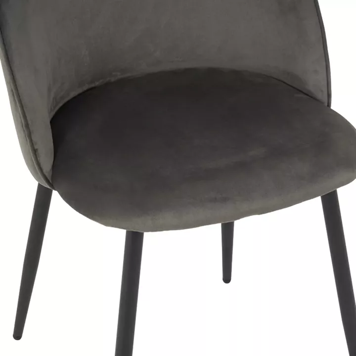 Chair Perch pakoworld velvet in anthracite with black metal legs 50x43x82cm