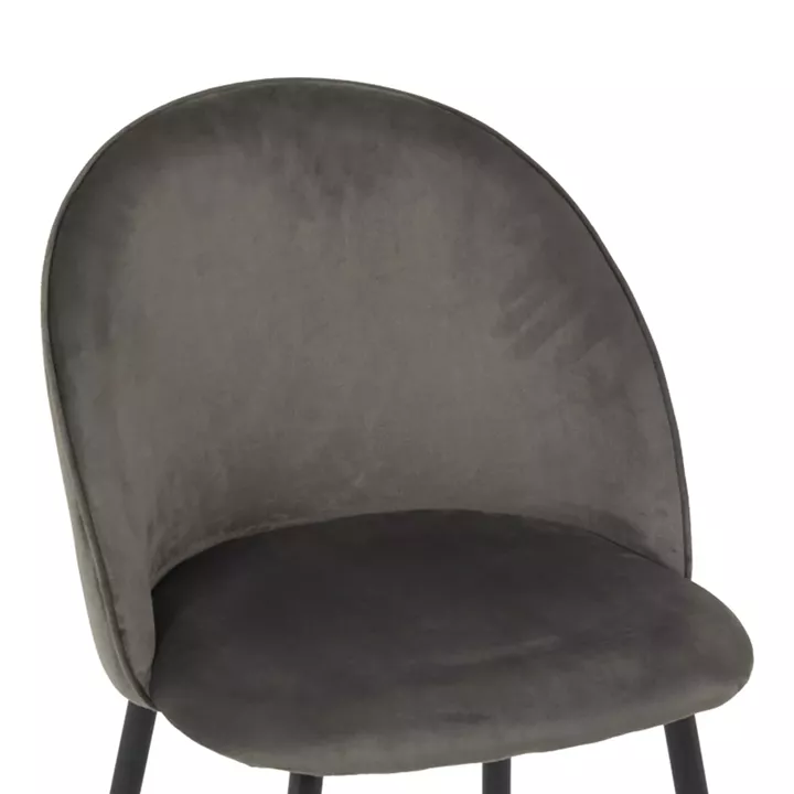 Chair Perch pakoworld velvet in anthracite with black metal legs 50x43x82cm