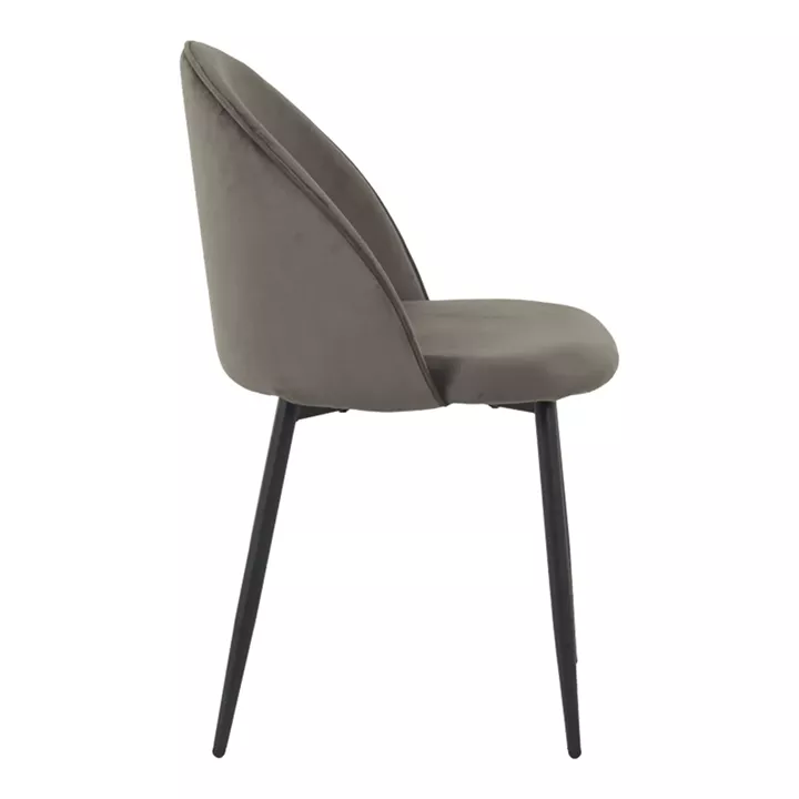 Chair Perch pakoworld velvet in anthracite with black metal legs 50x43x82cm
