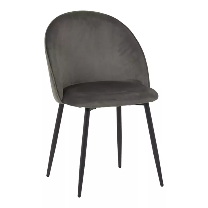 Chair Perch pakoworld velvet in anthracite with black metal legs 50x43x82cm