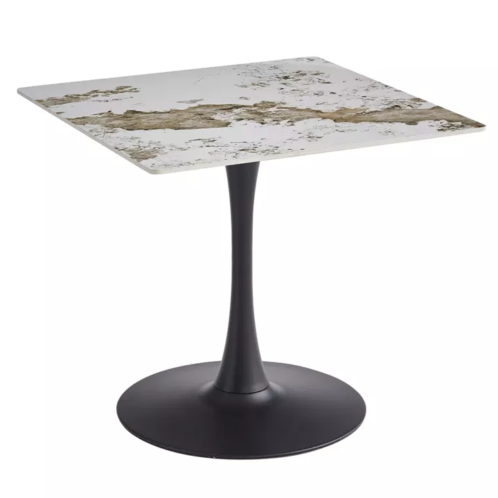 DINING TABLE TETRAN HM18315.02 BLACK METAL BASE--SINTERED STONE TOP IN PANDORA COLOR 80x80x74Hcm
