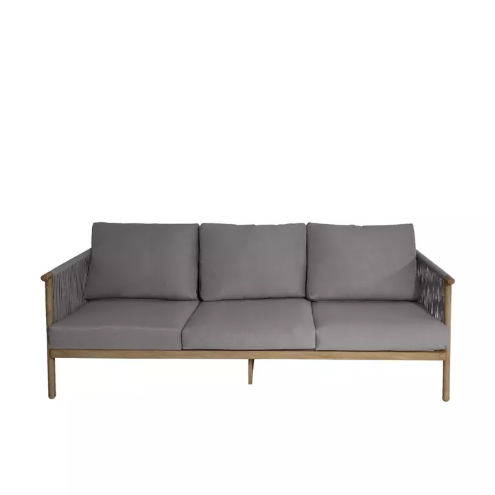 Artekko Alu Τριθέσιος Καναπές με Σχοινί και Σκελετό Αλουμινίου με Γκρι Μαξιλάρια (186x80x65)cm