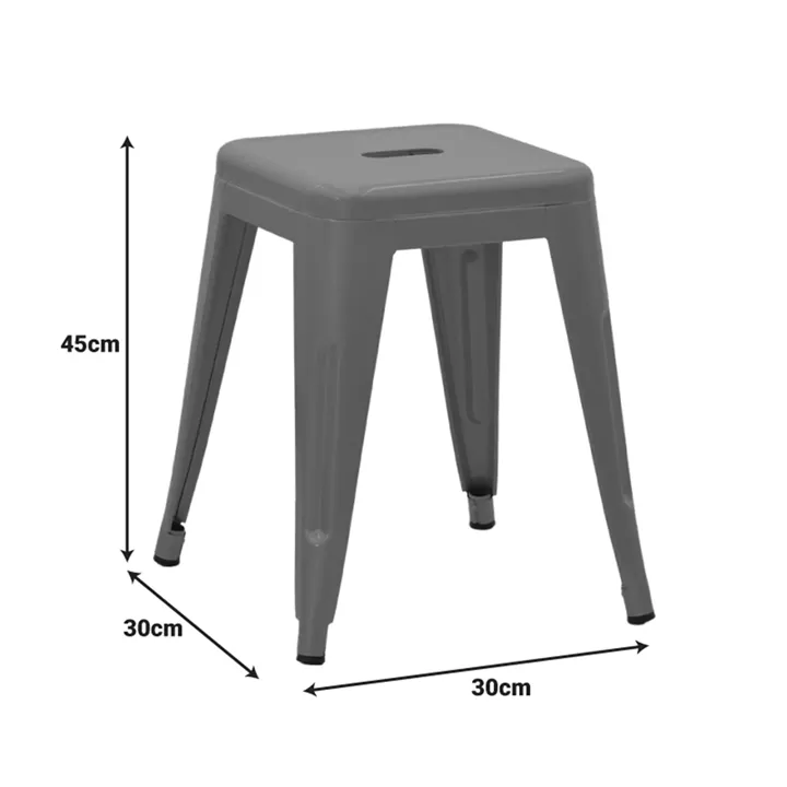 Stool Utopia pakoworld dark olive green metal 30x30x45cm