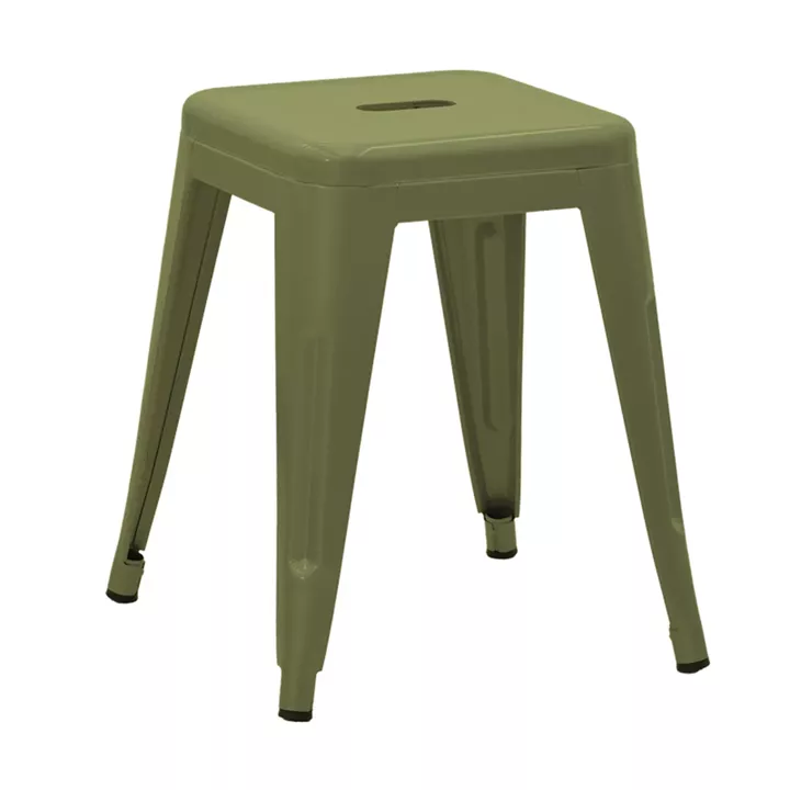 Stool Utopia pakoworld dark olive green metal 30x30x45cm