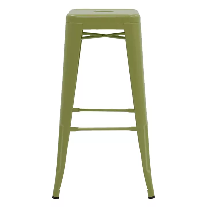 Bar stool Utopia pakoworld metal in dark oline green color 42x42x76cm