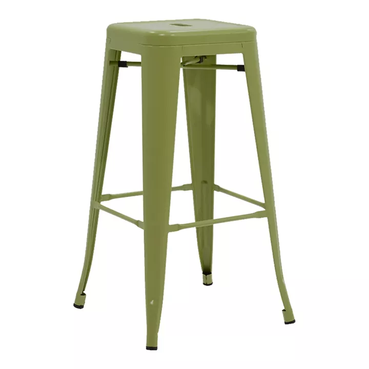 Bar stool Utopia pakoworld metal in dark oline green color 42x42x76cm