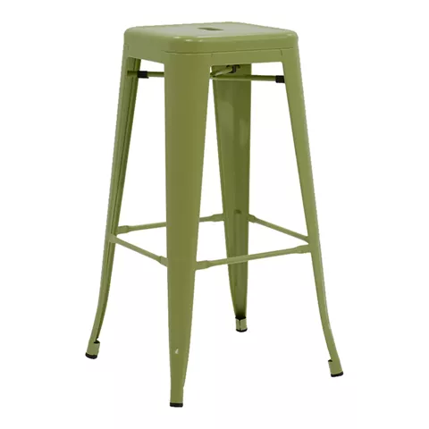 Bar stool Utopia pakoworld metal in dark oline green color 42x42x76cm
