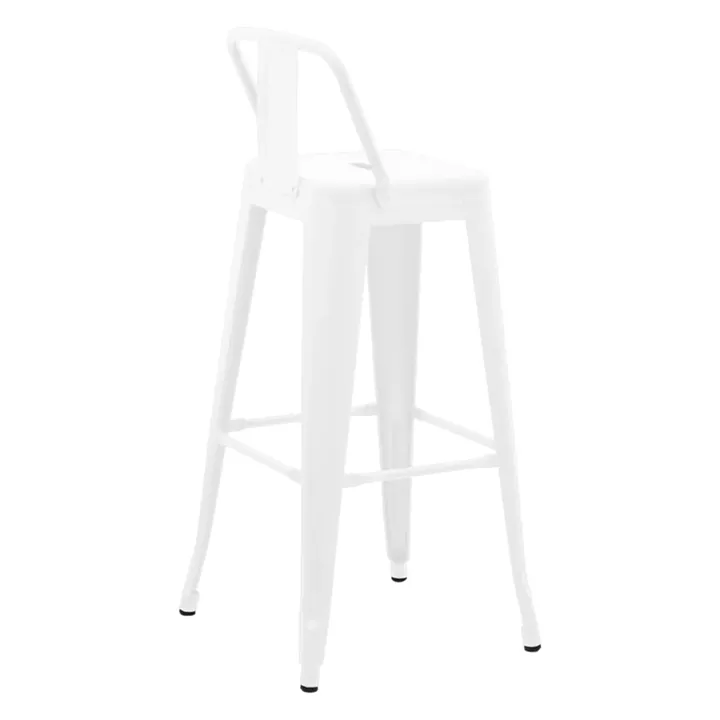 Σκαμπό μπαρ με πλάτη Utopia pakoworld μέταλλο σε λευκή ματ απόχρωση 42x42x97εκ