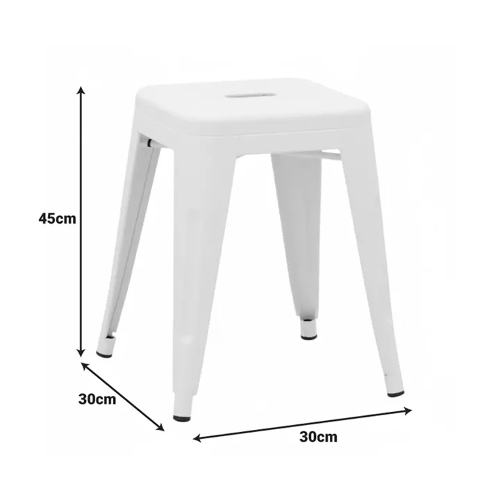 Stool Utopia pakoworld metal white matte 30x30x45cm