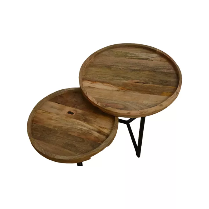 Kelly pakoworld coffee table set 2 pieces mango wood in natural-black color