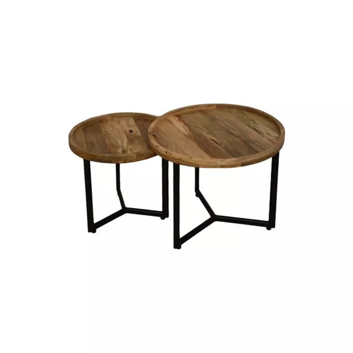 Kelly pakoworld coffee table set 2 pieces mango wood in natural-black color