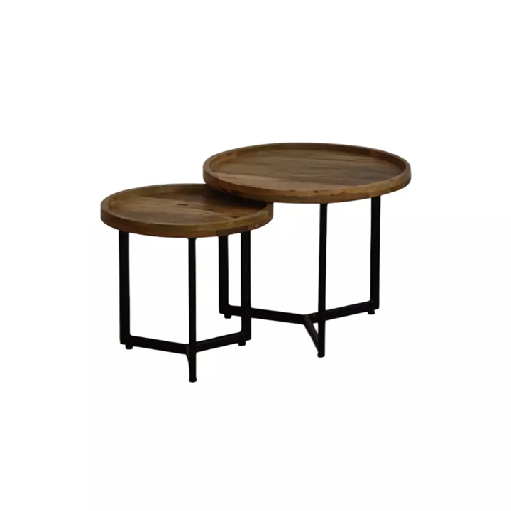 Kelly pakoworld coffee table set 2 pieces mango wood in natural-black color