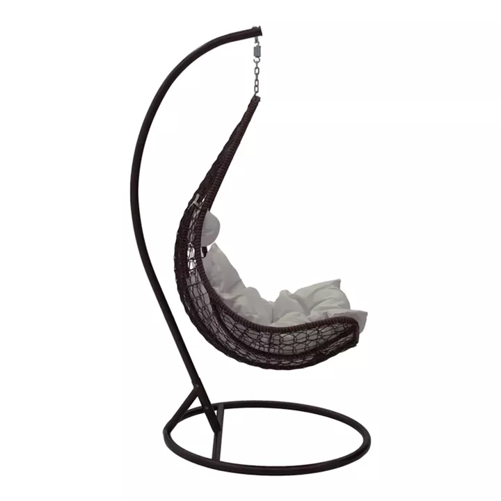 Κούνια Soleil pakoworld κρεμαστή μέταλλο καφέ-pp καφέ-μαξιλάρι μπεζ 103x83x200εκ