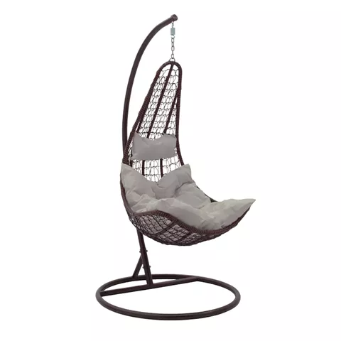 Soleil pakoworld hanging swing metal brown-pp brown-beige cushion 103x83x200cm