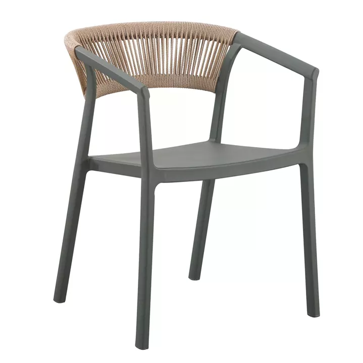 ARMCHAIR POLYPROPYLENE BOGI HM6240.05 OLIVE GREEN WITH BEIGE PP ROPE 54x53x75Hcm.