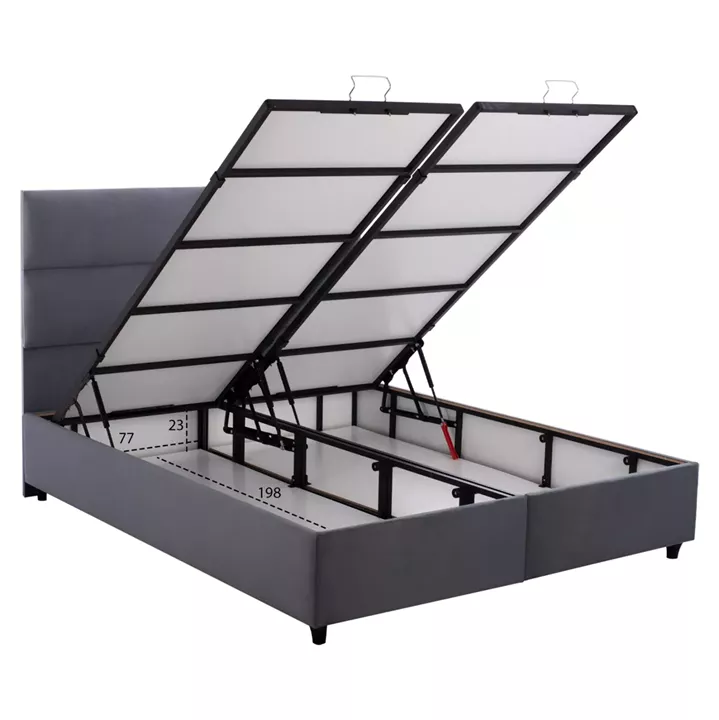 ΚΡΕΒΑΤΙ ΜΕ ΣΤΡΩΜΑ ΔΙΠΛΟ MILO HM21163 ΓΚΡΙ ΒΕΛΟΥΔΟ & ΑΠΟΘ.ΧΩΡΟΣ-ΓΙΑ 160x200εκ.