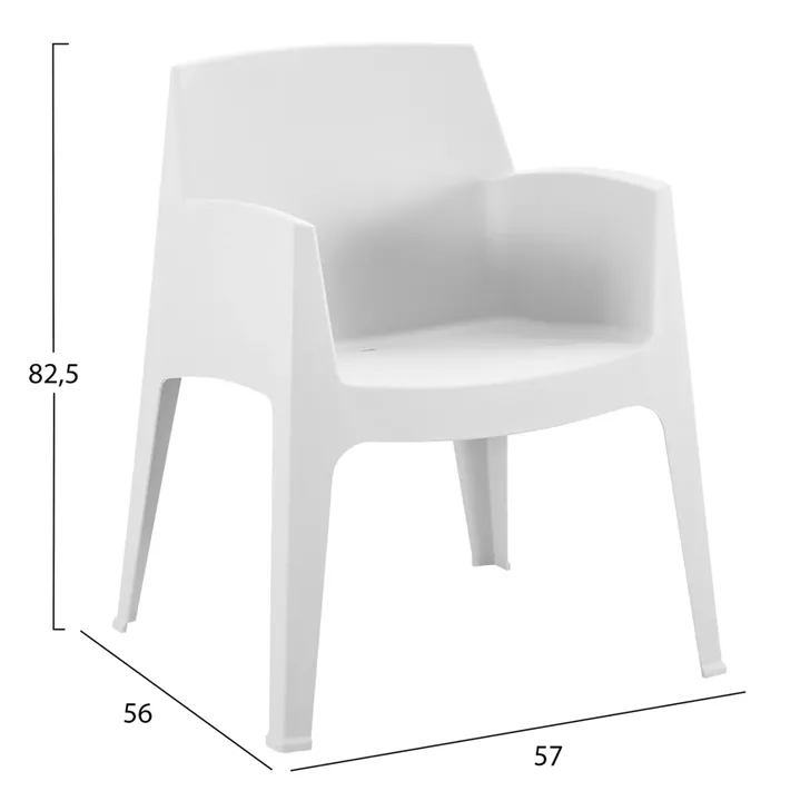 POLYPROPYLENE ARMCHAIR SLEEK HM6370.01 WHITE 57x56x82,5Hcm.
