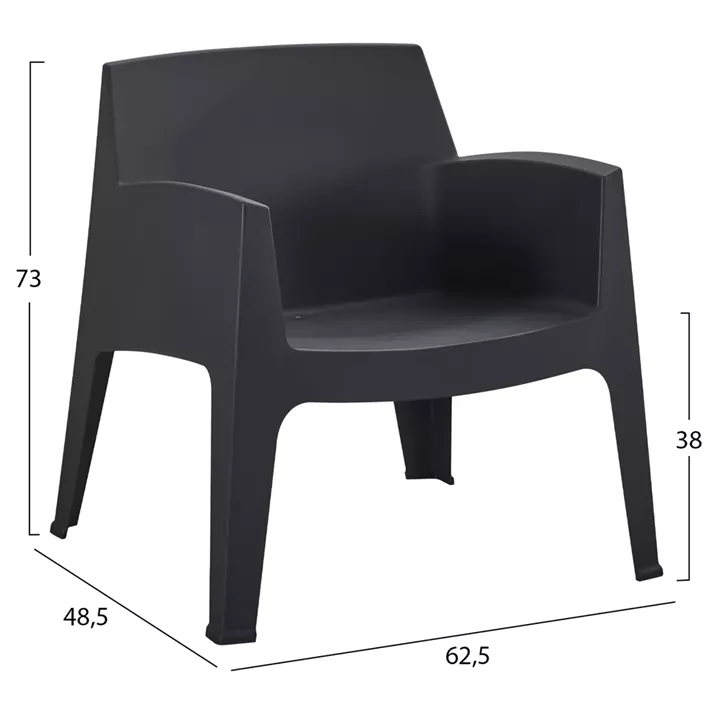 POLYPROPYLENE LOUNGE ARMCHAIR SLEEK HM6365.02 BLACK 62.5x48.5x73Hcm.