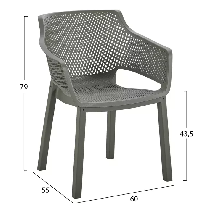 POLYPROPYLENE DINING ARMCHAIR PEGGY HM6368.05 DARK OLIVE GREEN 60x55x79Hcm.