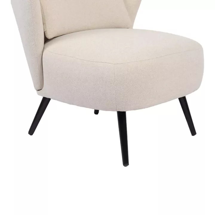 Πολυθρόνα Nagreta pakoworld κρεμ ύφασμα με μεταλλικό πόδι σε μαύρη απόχρωση 77x73x74εκ