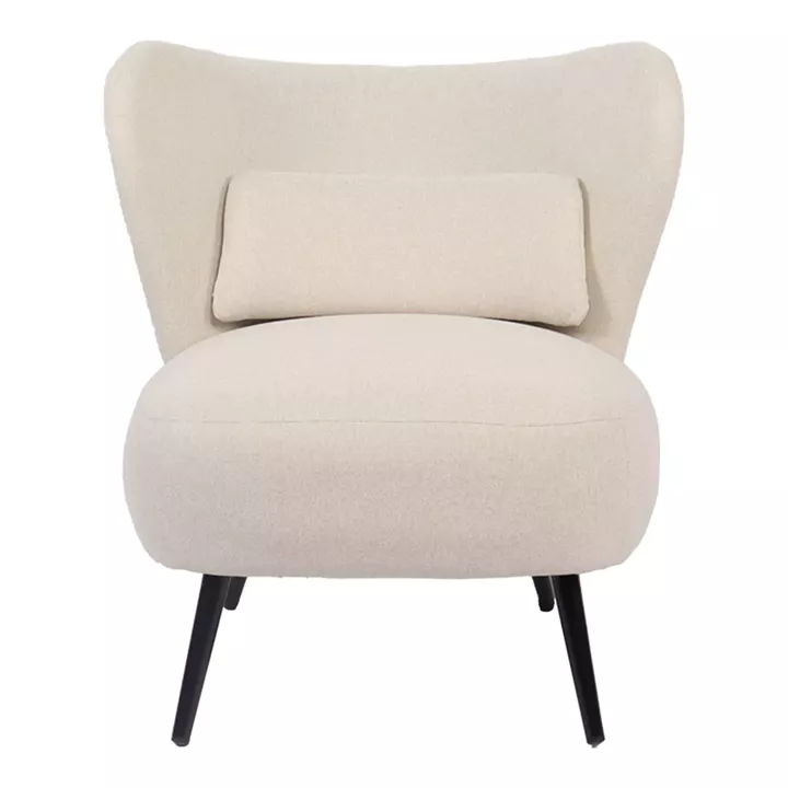 Πολυθρόνα Nagreta pakoworld κρεμ ύφασμα με μεταλλικό πόδι σε μαύρη απόχρωση 77x73x74εκ