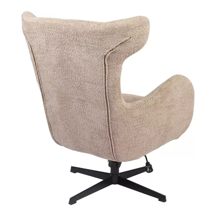 Swivel armchair Zefrina pakoworld beige fabric and base in black color 82x77x99cm
