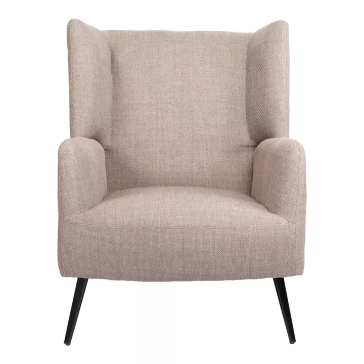 Armchair Mareta pakoworld grey-beige fabric and legs in black color 83x80x99cm