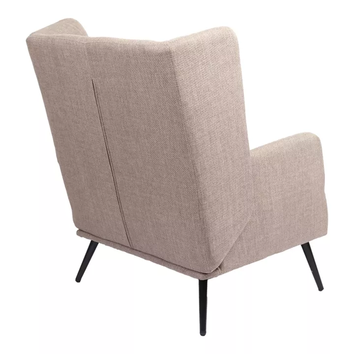 Armchair Mareta pakoworld grey-beige fabric and legs in black color 83x80x99cm