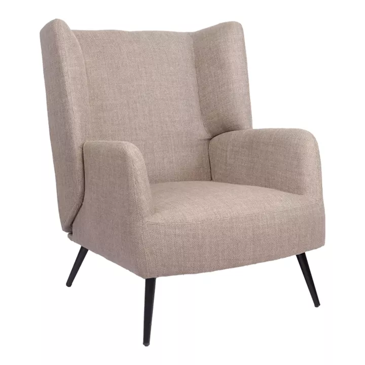 Armchair Mareta pakoworld grey-beige fabric and legs in black color 83x80x99cm