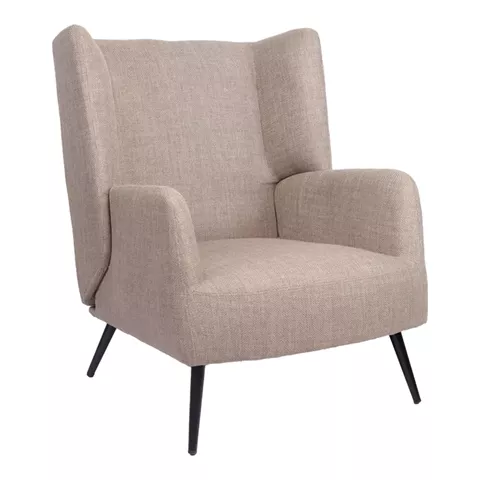 Armchair Mareta pakoworld grey-beige fabric and legs in black color 83x80x99cm
