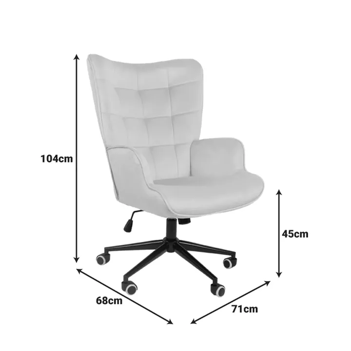 Swivel armchair Lobima pakoworld cream velvet and base in black color 71x68x104cm