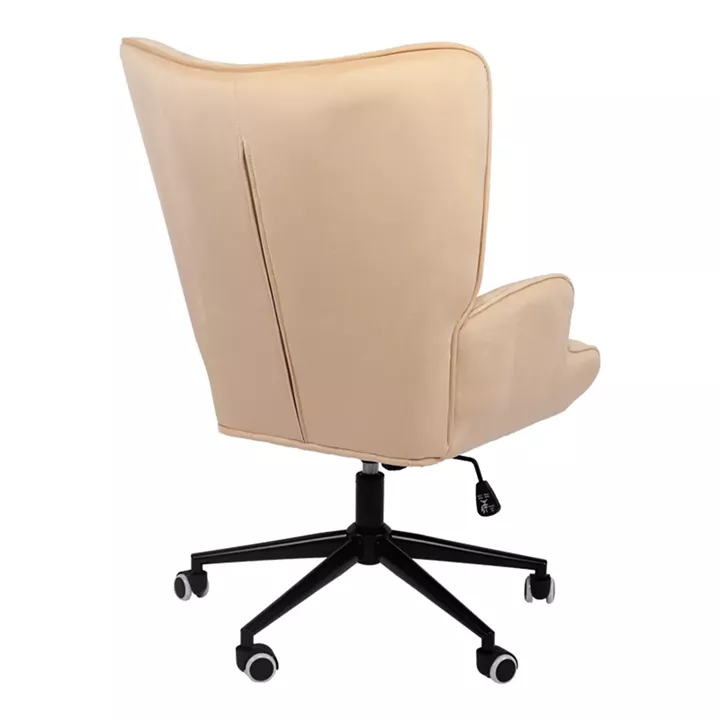 Swivel armchair Lobima pakoworld cream velvet and base in black color 71x68x104cm