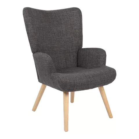 Armchair Gerlina pakoworld dark grey fabric and legs in natural color 71x64x94cm