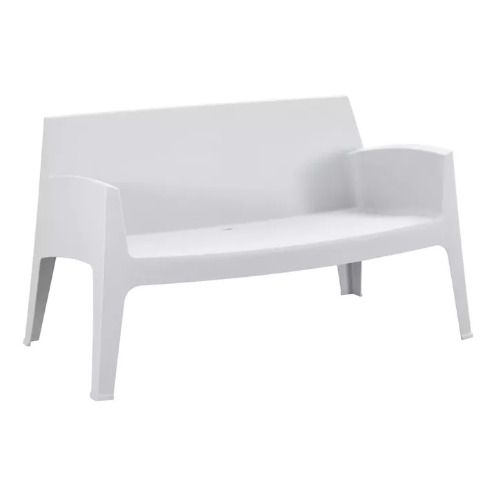 POLYPROPYLENE 2-SEATER SOFA SLEEK HM6366.01 WHITE COLOR 118x48,5x73Hcm.
