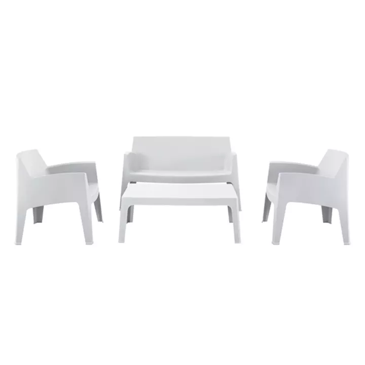 LOUNGE SET 4PCS SLEEK HM21268.01 WHITE POLYPROPYLENE