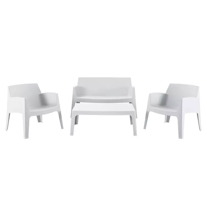 LOUNGE SET 4PCS SLEEK HM21268.01 WHITE POLYPROPYLENE