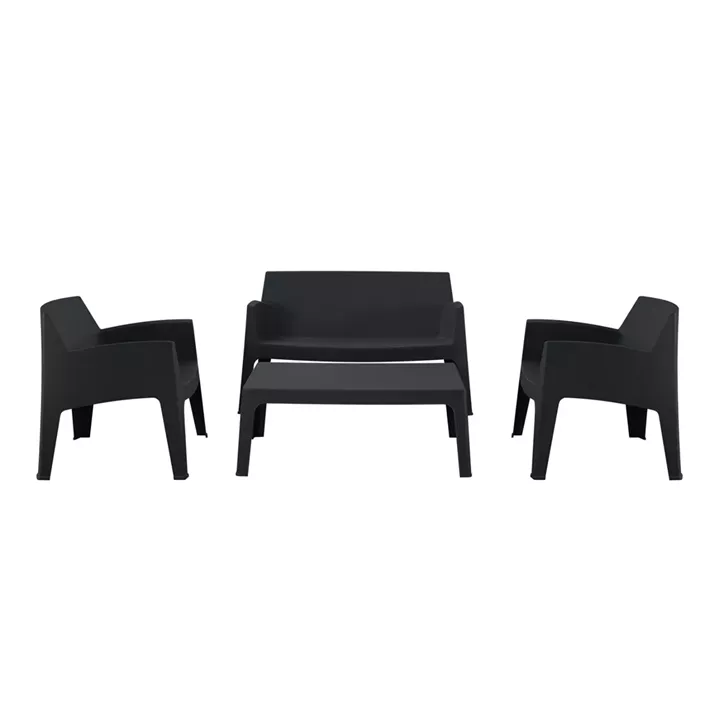LOUNGE SET 4PCS SLEEK HM21268.02 BLACK POLYPROPYLENE