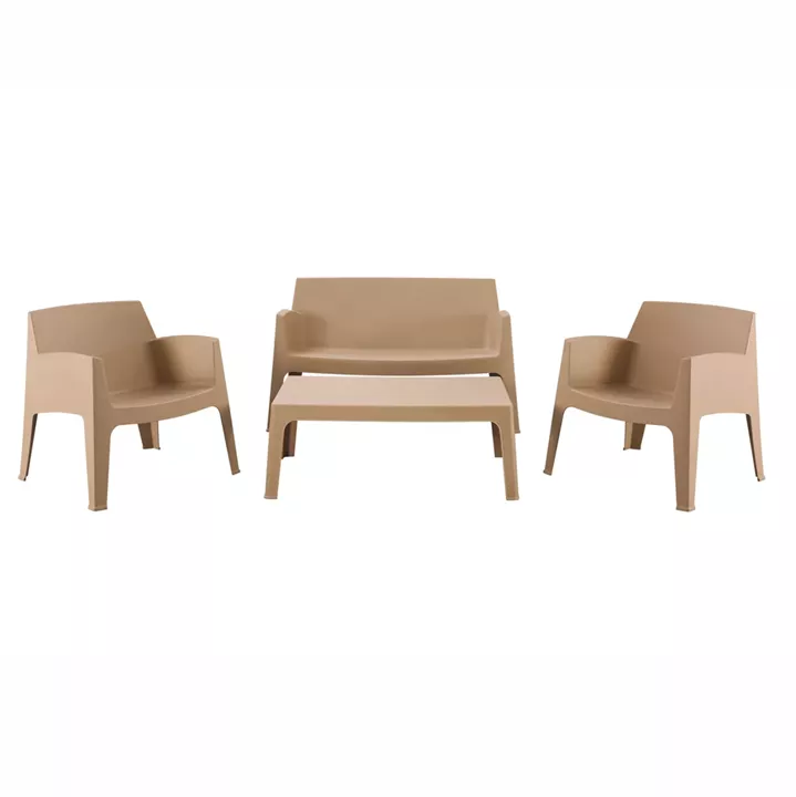 LOUNGE SET 4PCS SLEEK HM21268.03 CAPPUCCINO POLYPROPYLENE